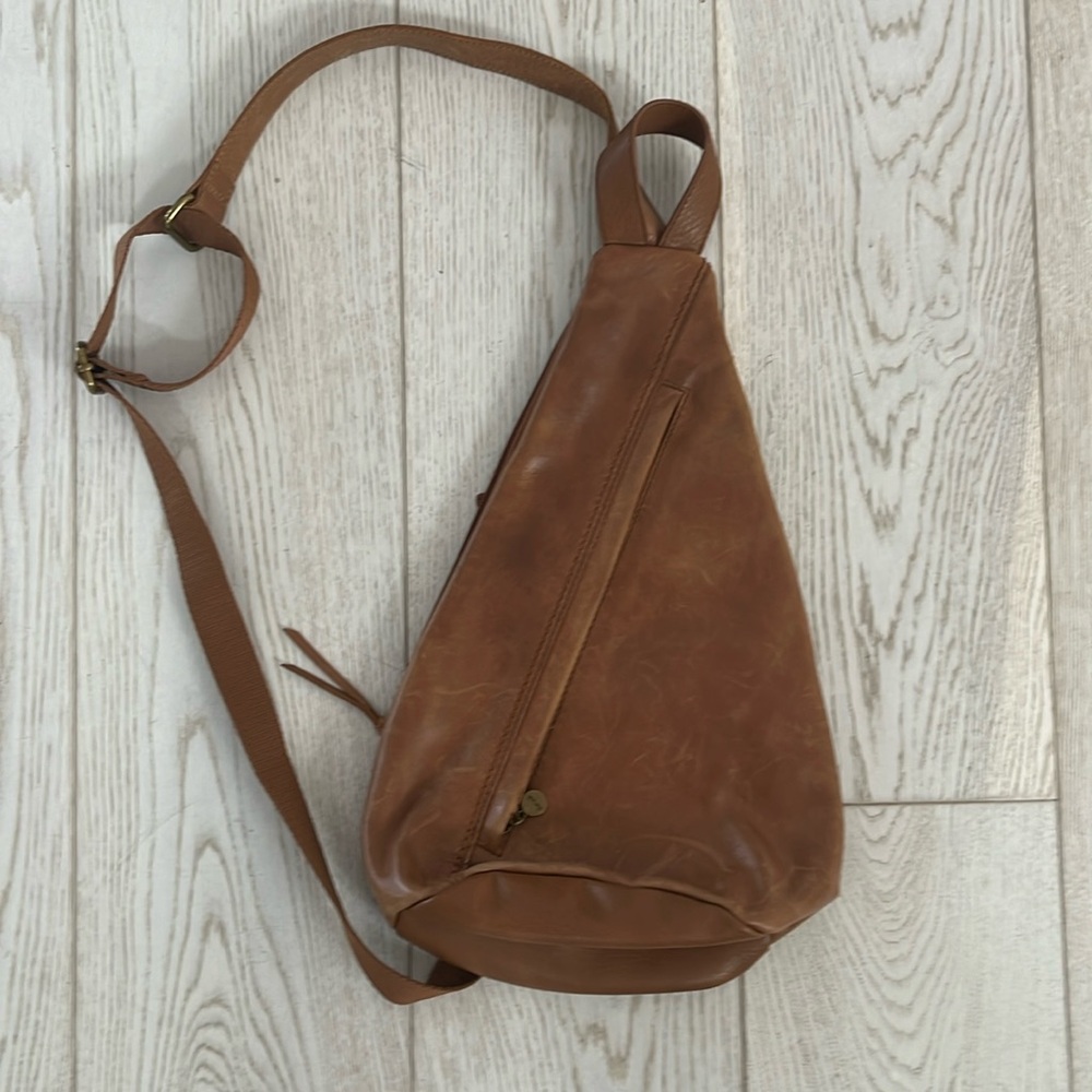 The Sak Tan Leather Crossbody Sling Bag